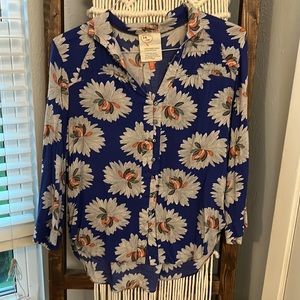 Anthropologie Floral 3/4 sleeve button shirt